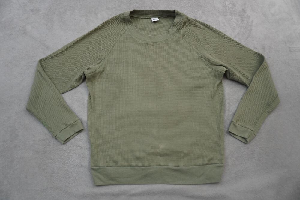 Tna Shirt Womens Large Green Thermal Waffle Knit Raglan Long Sleeve Crew Neck